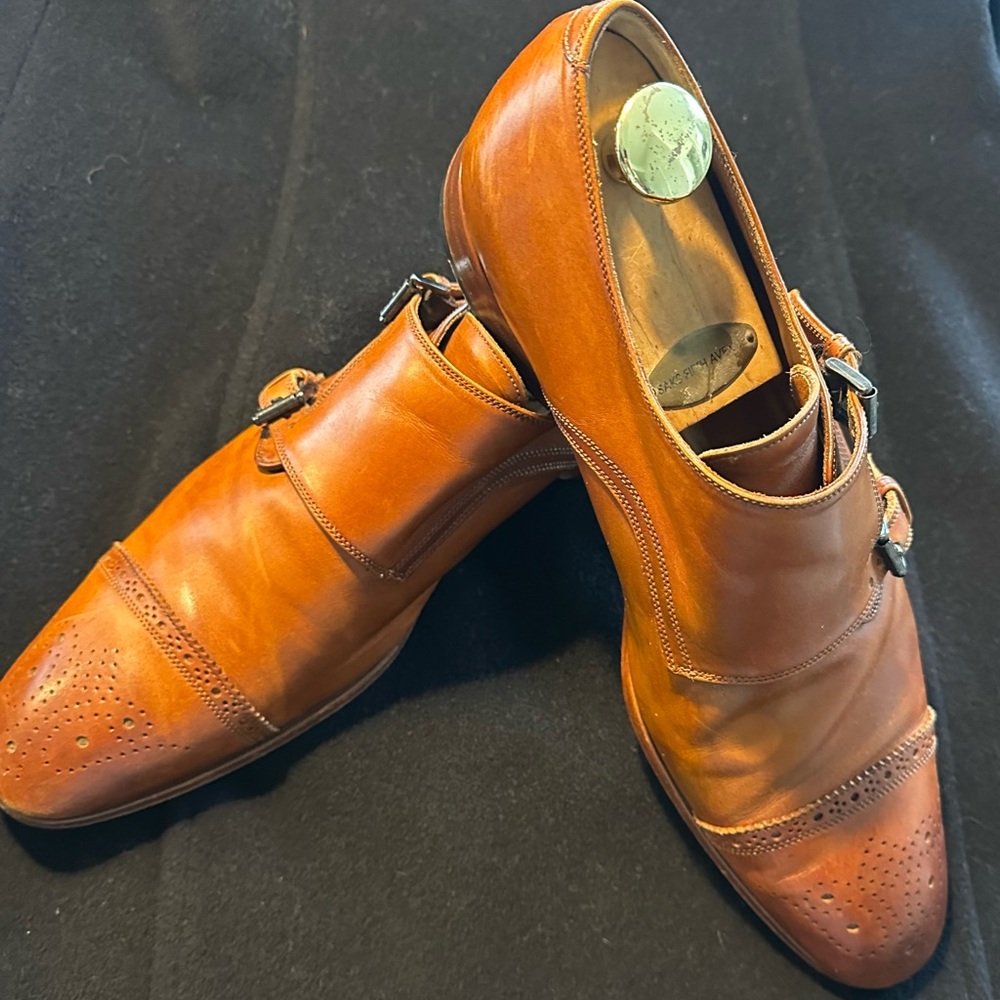 Antonio Mauritzi Double Monk Strap Cap Toe Brown Leather Dress Shoes